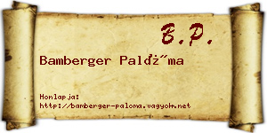 Bamberger Palóma névjegykártya